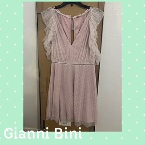 Gianni Bini Lavender Mesh Polka Dot Dress